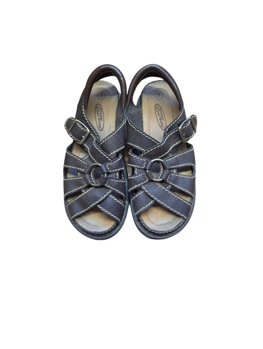 Vintage Y2K Lower Eastside Brown Leather Chunky Fisherman Sandals 7